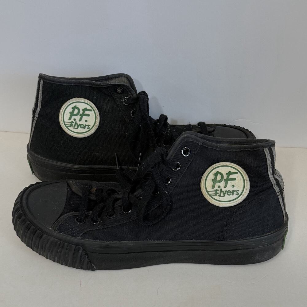 PF Flyers MENS 6.5 WOMENS 8 Shoes Hi Top High Sneaker Black Canvas Skate Grunge
